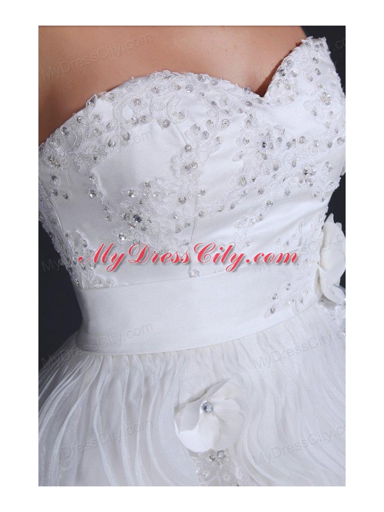 Sweetheart Short Mini-length Wedding Dress with Appliques and Ruffles