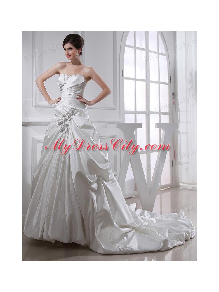 2014 Fashinable Princess Ball Gown Sweetheart Paillette Pick-ups Wedding Dress