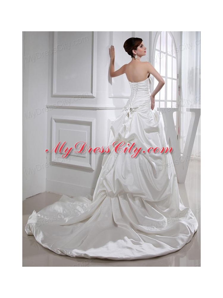 2014 Fashinable Princess Ball Gown Sweetheart Paillette Pick-ups Wedding Dress