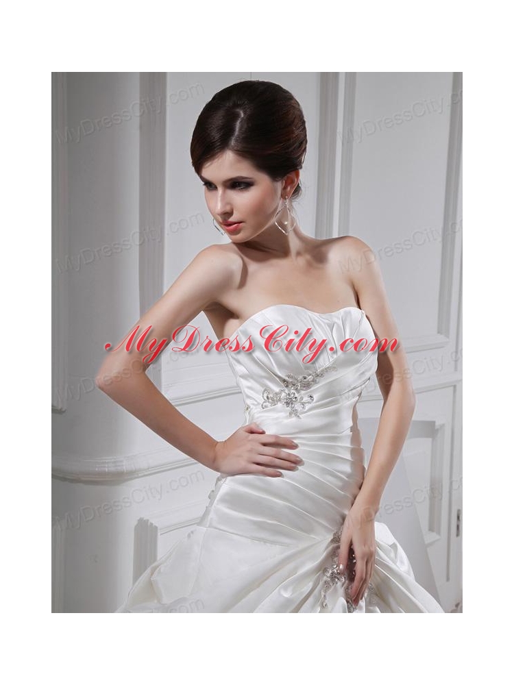 2014 Fashinable Princess Ball Gown Sweetheart Paillette Pick-ups Wedding Dress