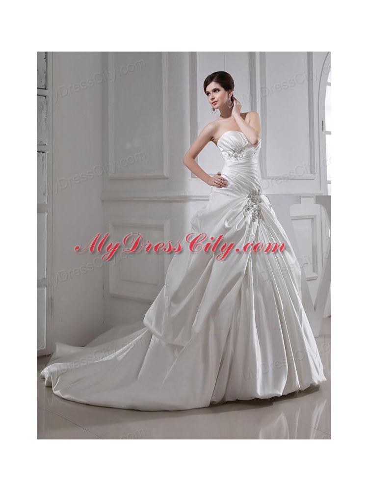 2014 Fashinable Princess Ball Gown Sweetheart Paillette Pick-ups Wedding Dress