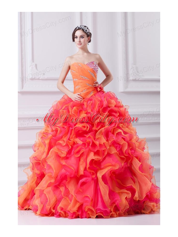 2014 Spring Beautiful Multi-color Sweetheart Beading and Ruching Quinceanera Dress