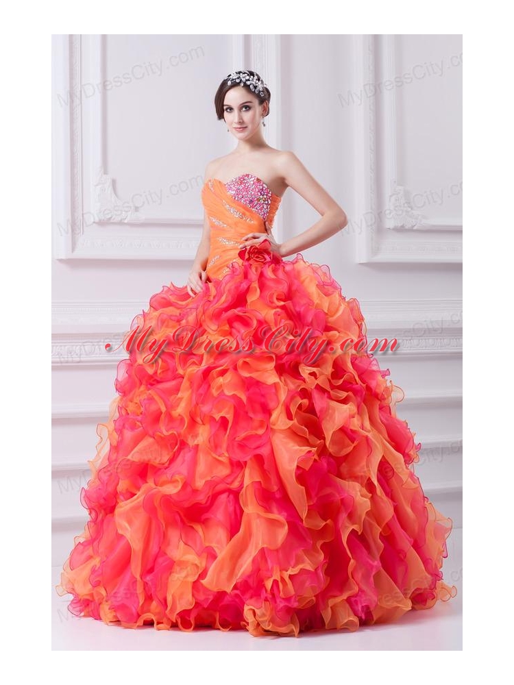 2014 Spring Beautiful Multi-color Sweetheart Beading and Ruching Quinceanera Dress