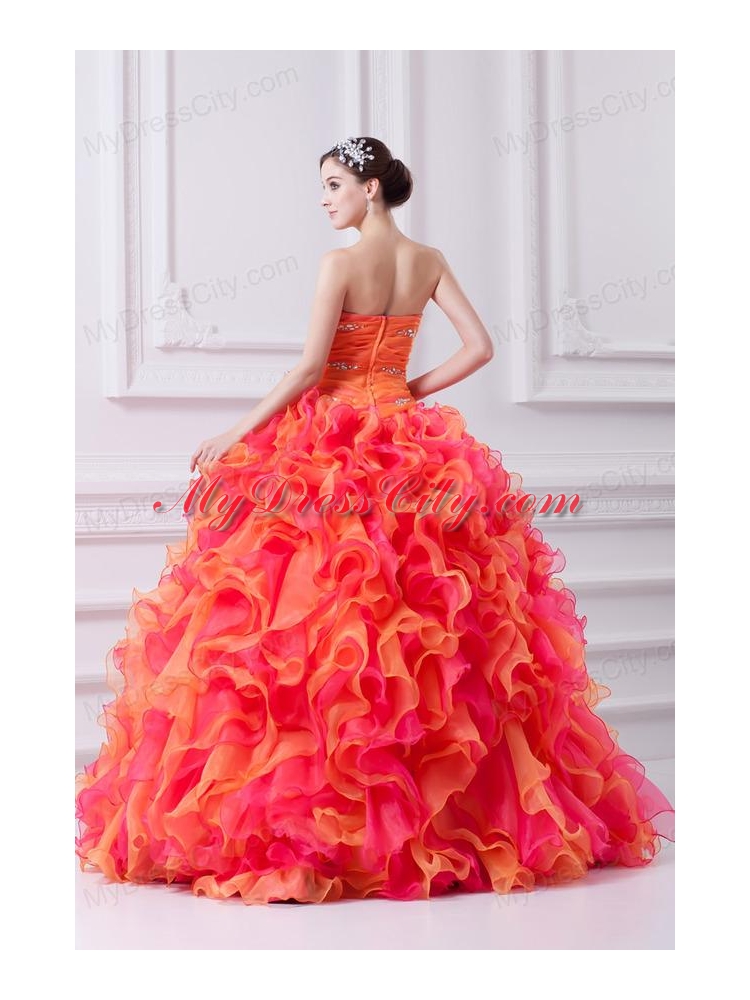 2014 Spring Beautiful Multi-color Sweetheart Beading and Ruching Quinceanera Dress