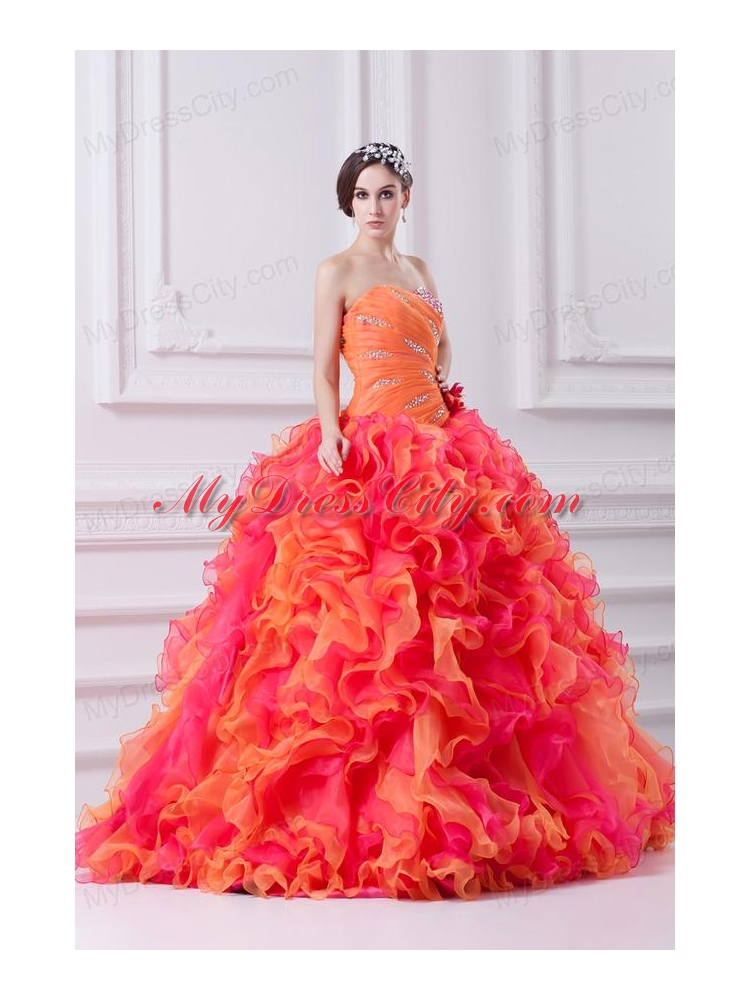 2014 Spring Beautiful Multi-color Sweetheart Beading and Ruching Quinceanera Dress