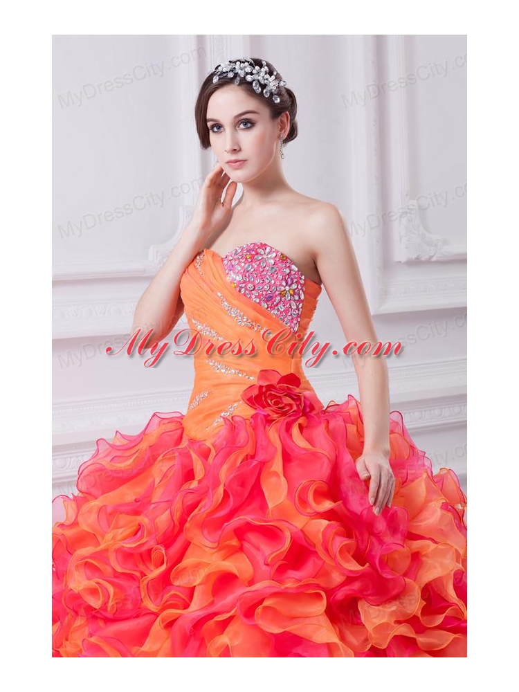 2014 Spring Beautiful Multi-color Sweetheart Beading and Ruching Quinceanera Dress