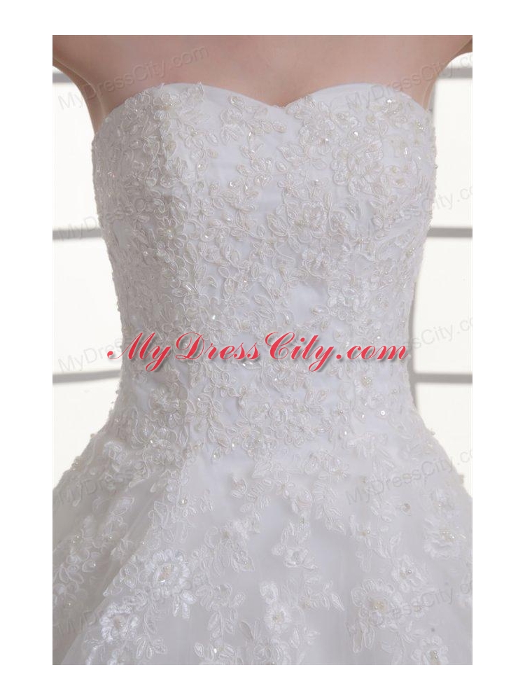 A-line Sweetheart Sweep Train Wedding Dress with Sequins