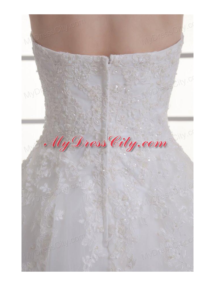 A-line Sweetheart Sweep Train Wedding Dress with Sequins