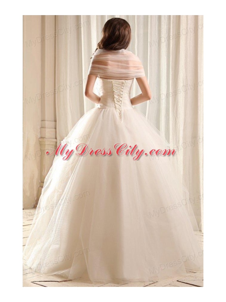 Ball Gown Sweetheart Beading on Flowers Floor-length Wedding Dress