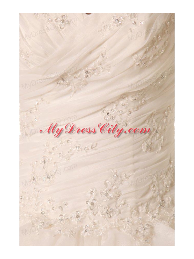 Ball Gown Sweetheart Wedding Dress with Appliques and Ruffles