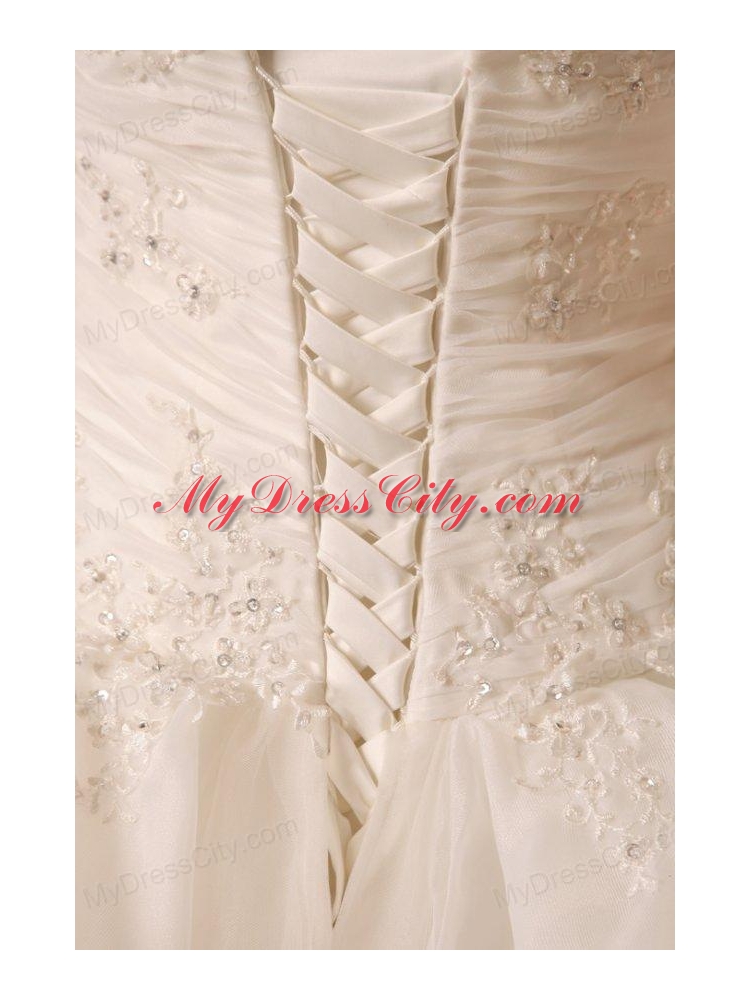 Ball Gown Sweetheart Wedding Dress with Appliques and Ruffles