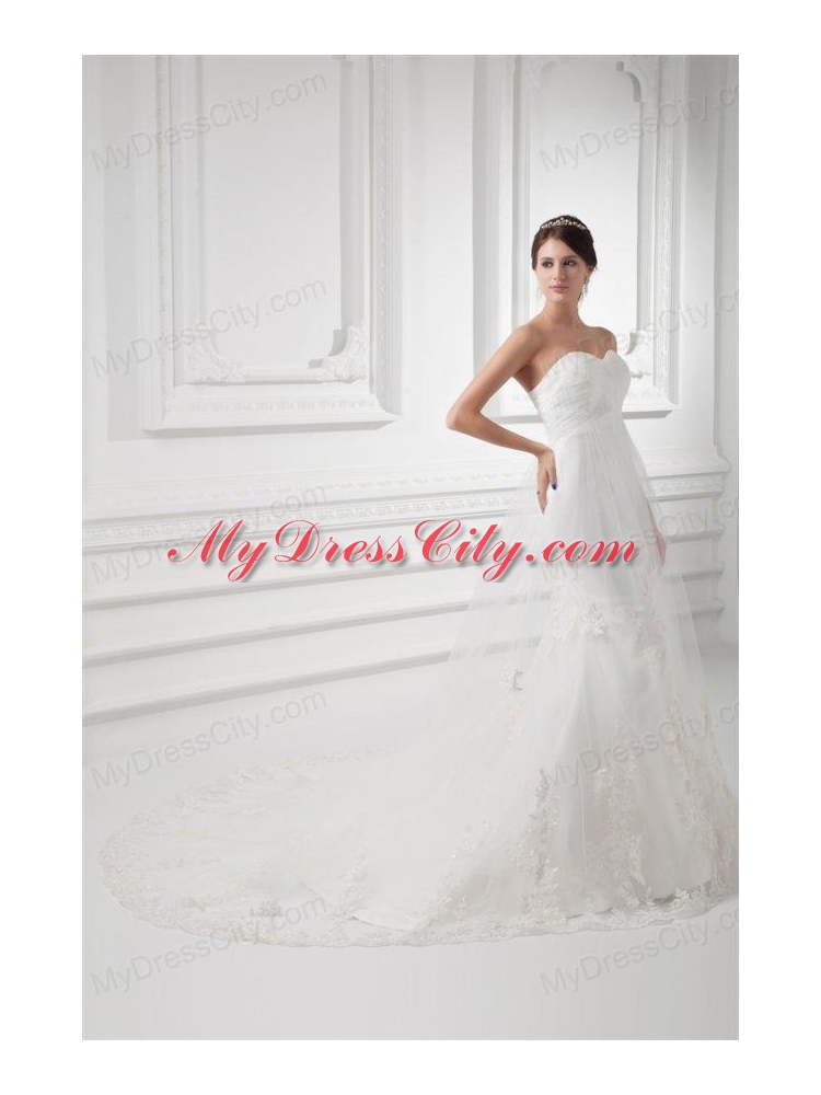 Gorgeous Mermaid Sweetheart Wedding Dress with Lace Chapel Train