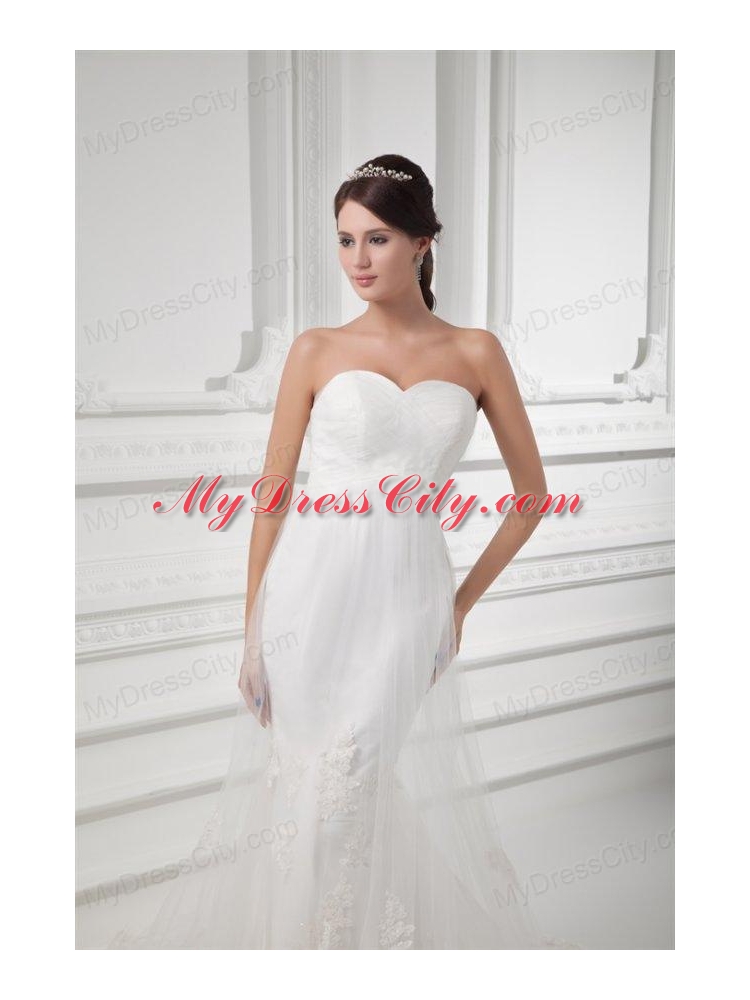 Gorgeous Mermaid Sweetheart Wedding Dress with Lace Chapel Train