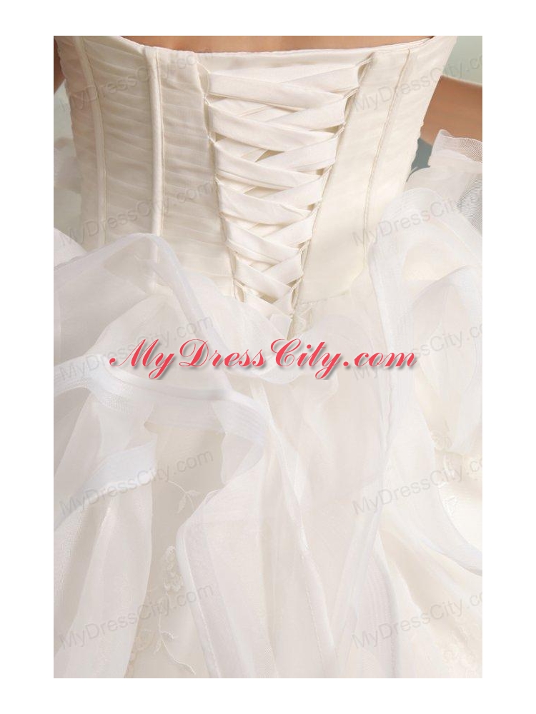 Halter Top Neck Organza Ball Gown Wedding Dress with Appliques 232.58