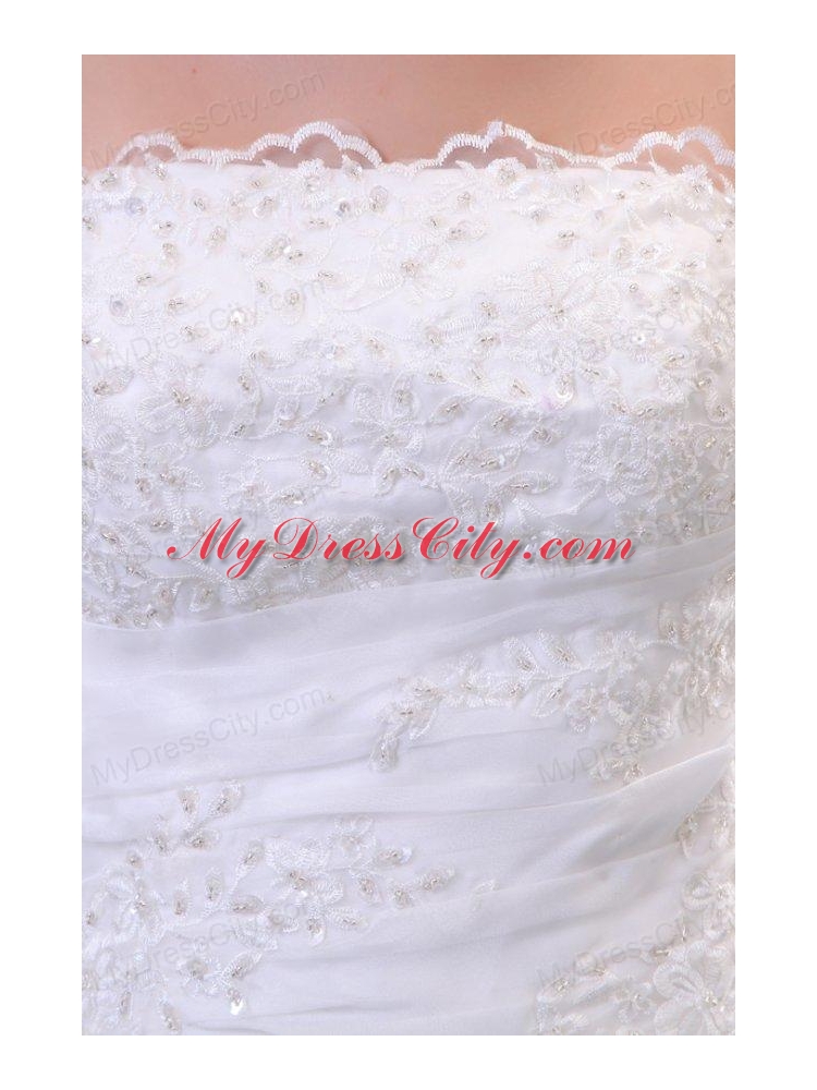 Luxurious Mermaid Strapless Organza 2014 Wedding Dress with Zipper-up