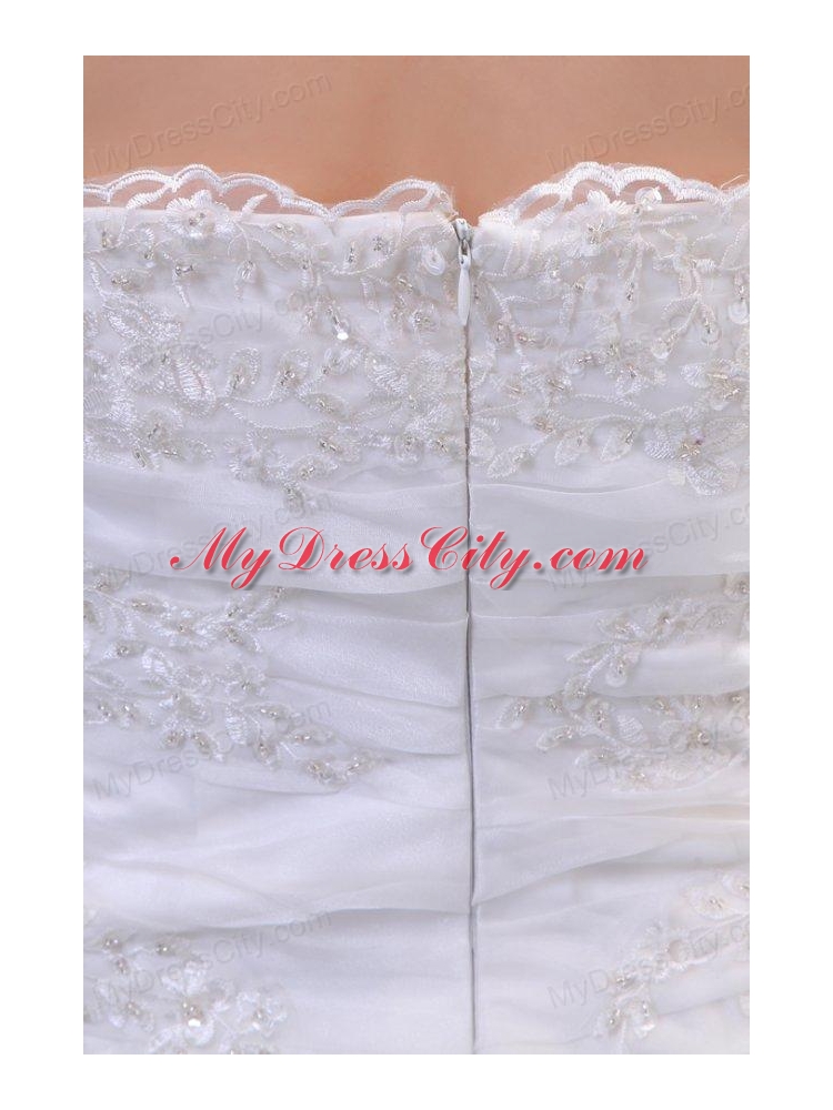 Luxurious Mermaid Strapless Organza 2014 Wedding Dress with Zipper-up