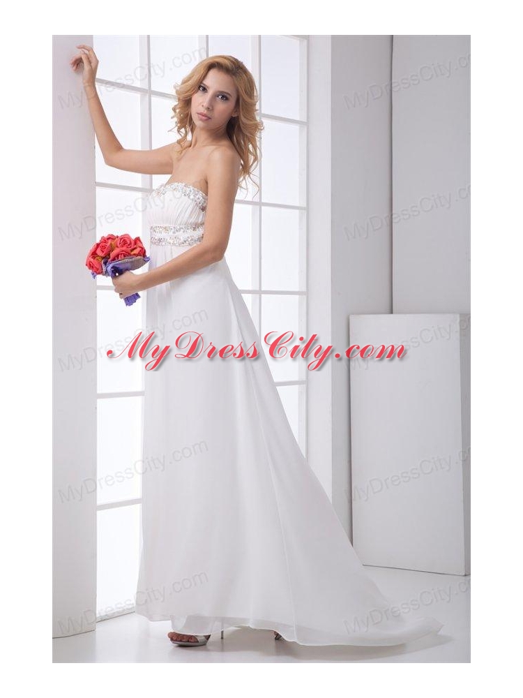 Pretty Empire Strapless Wedding Dress with Beading Ankle-length