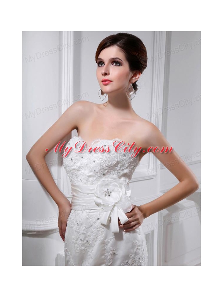 Sexy Mermeid  Sweetheart Court Train Lace Wedding Dress with Appliques