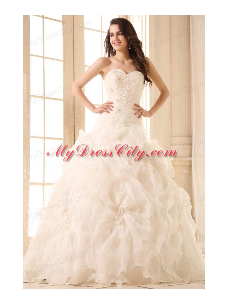 Sweetheart Appliques with Beading Wedding Dress with Organza