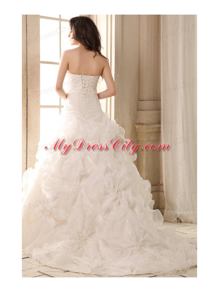 Sweetheart Appliques with Beading Wedding Dress with Organza