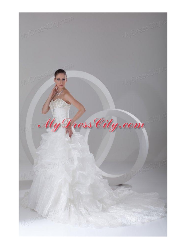 Sweetheart Ball Gown Ruching Sleeveless   Court Train