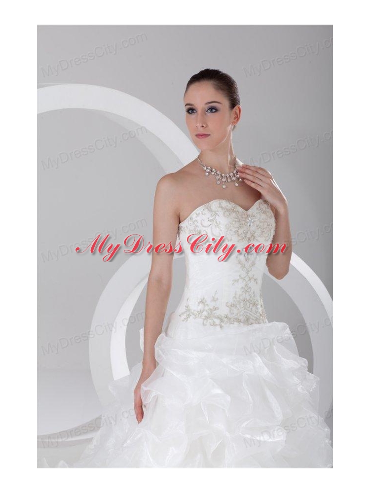 Sweetheart Ball Gown Ruching Sleeveless   Court Train