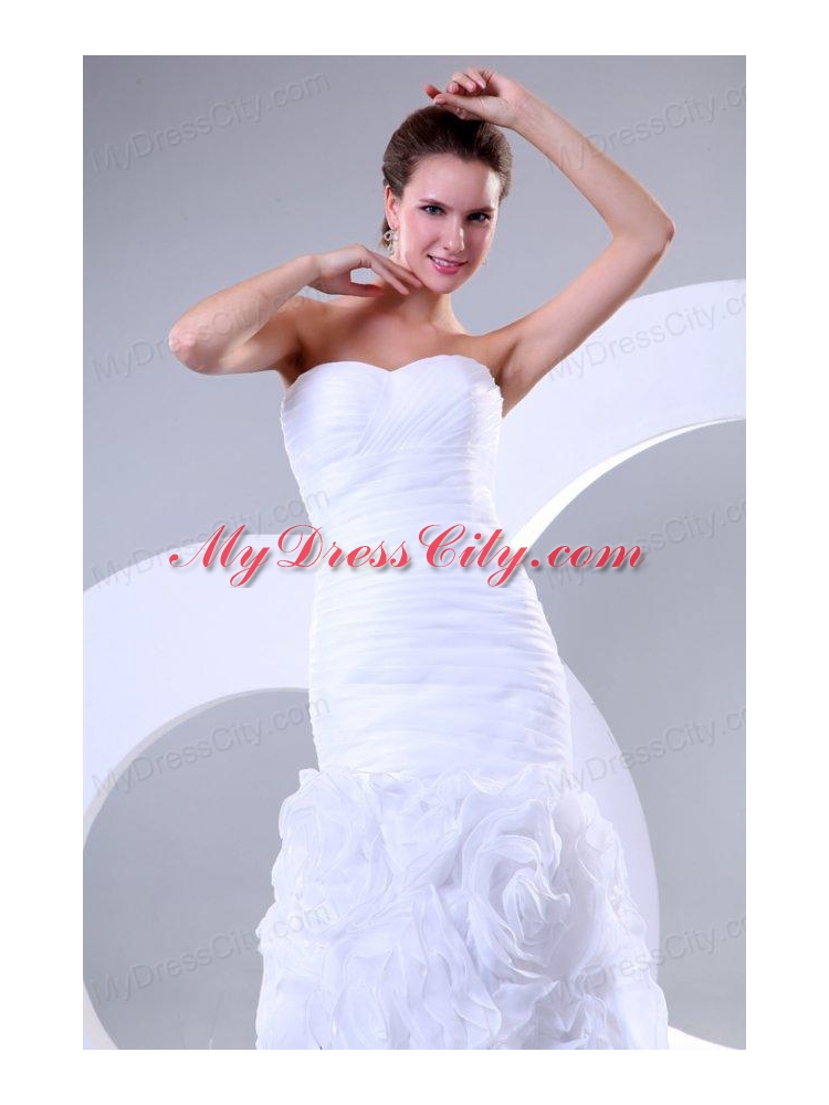 Sweetheart Mermaid Ruffles and Ruche Organza Wedding Dress