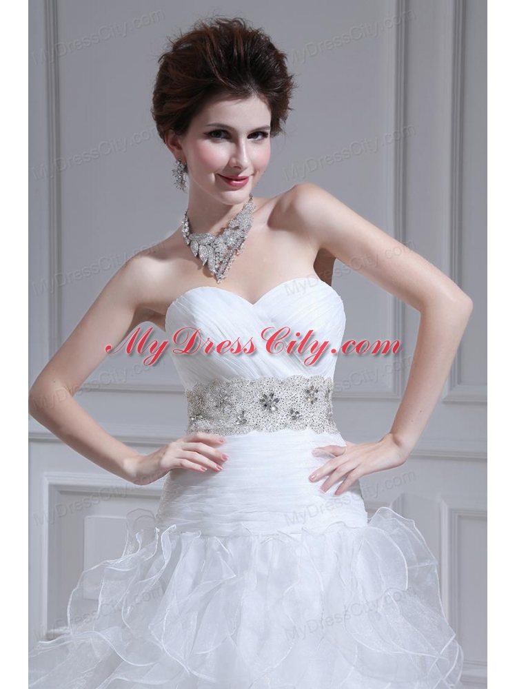 2014 Spring Beautiful A-line Sweetheart Floor-lengthWedding Dress with Ruffles and Appliques