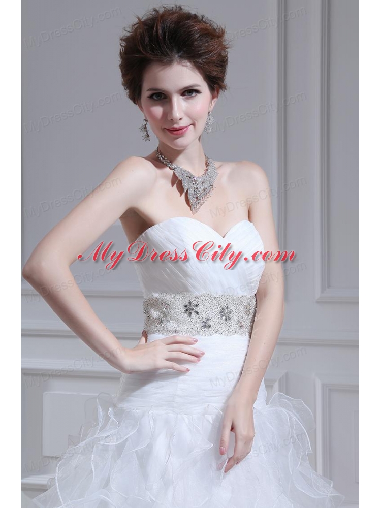 2014 Spring Beautiful A-line Sweetheart Floor-lengthWedding Dress with Ruffles and Appliques