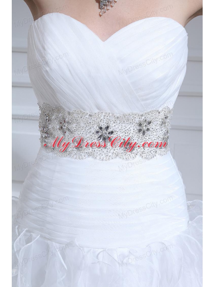 2014 Spring Beautiful A-line Sweetheart Floor-lengthWedding Dress with Ruffles and Appliques