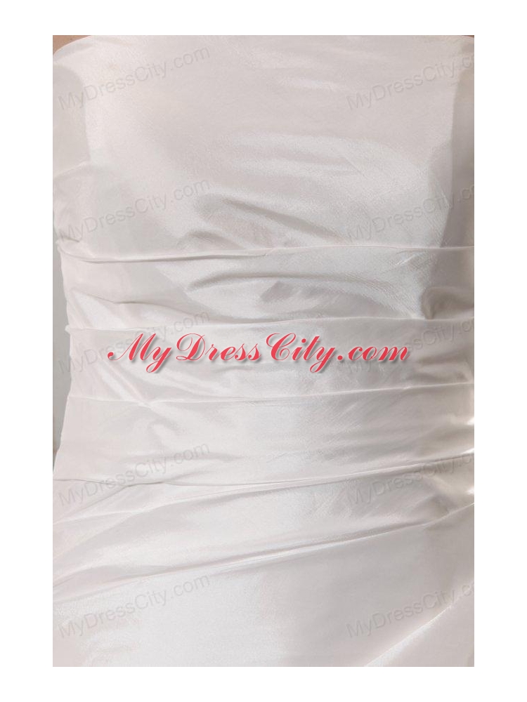 A-line Strapless Taffeta Court Train Wedding Dress with Pick-ups