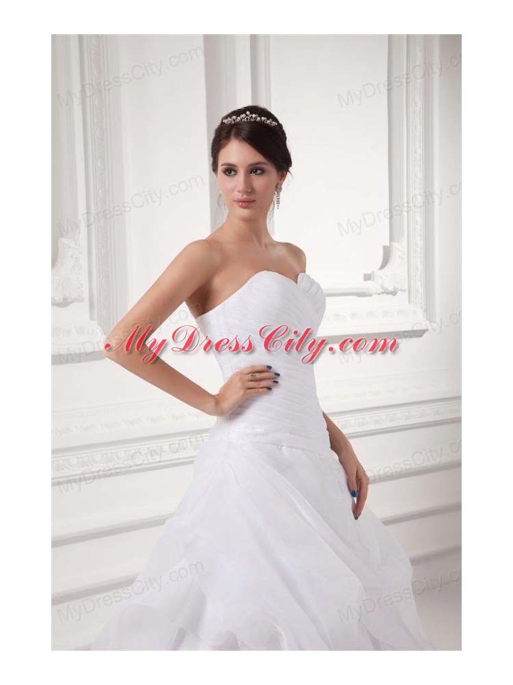 Court Train Elegant A-line Sweetheart Wedding Dress with Pick-ups