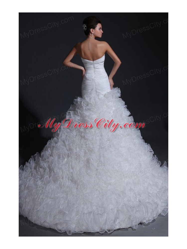 Luxurious A-line Sweetheart Beading and Ruffles Wedding Dress