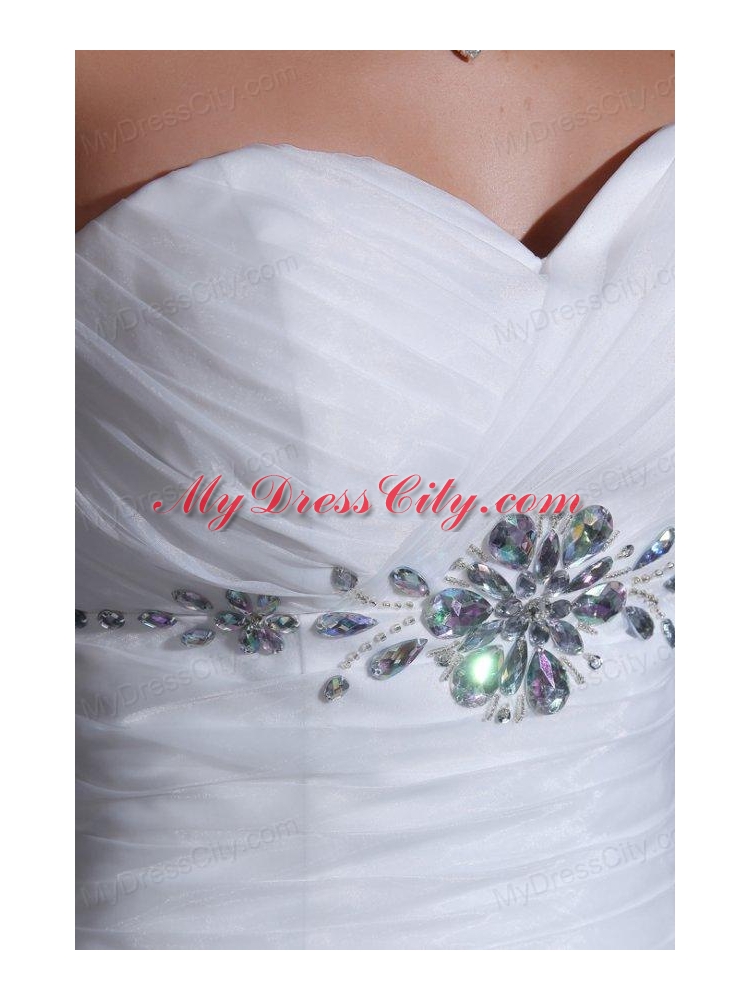 Luxurious A-line Sweetheart Beading and Ruffles Wedding Dress