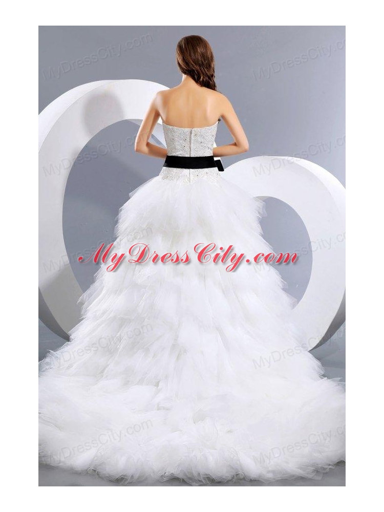 Luxurious A-Line Sweetheart Beading Court Train Tulle Wedding Dress