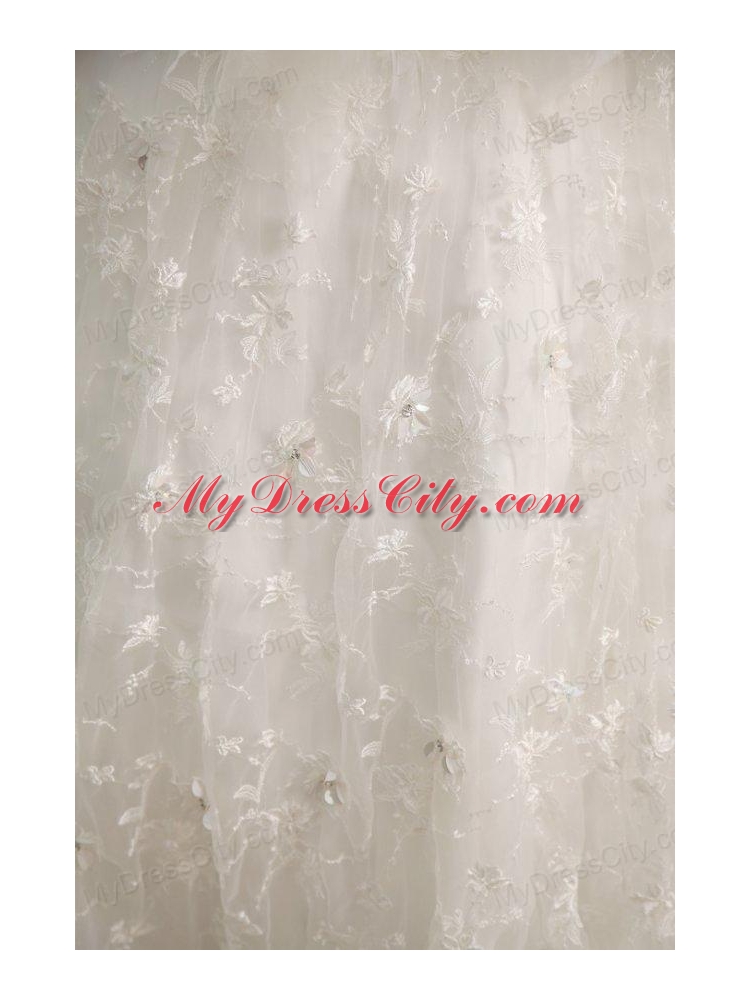 One Shoulder Ball Gown Beading and Appliques Organza Wedding Dress