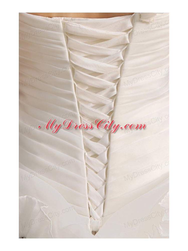 One Shoulder Beading and Laciness Court Train Wedding Dress