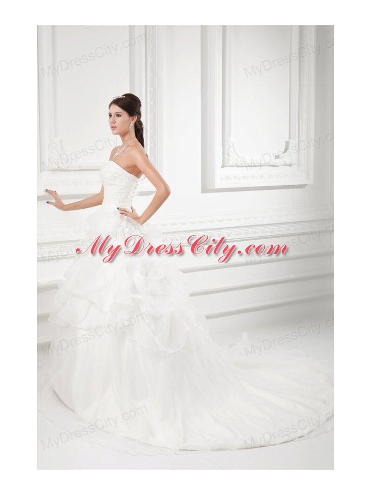 Romantic Sweetheart Ball Gown Wedding Dress with Embroidery and Pick-ups