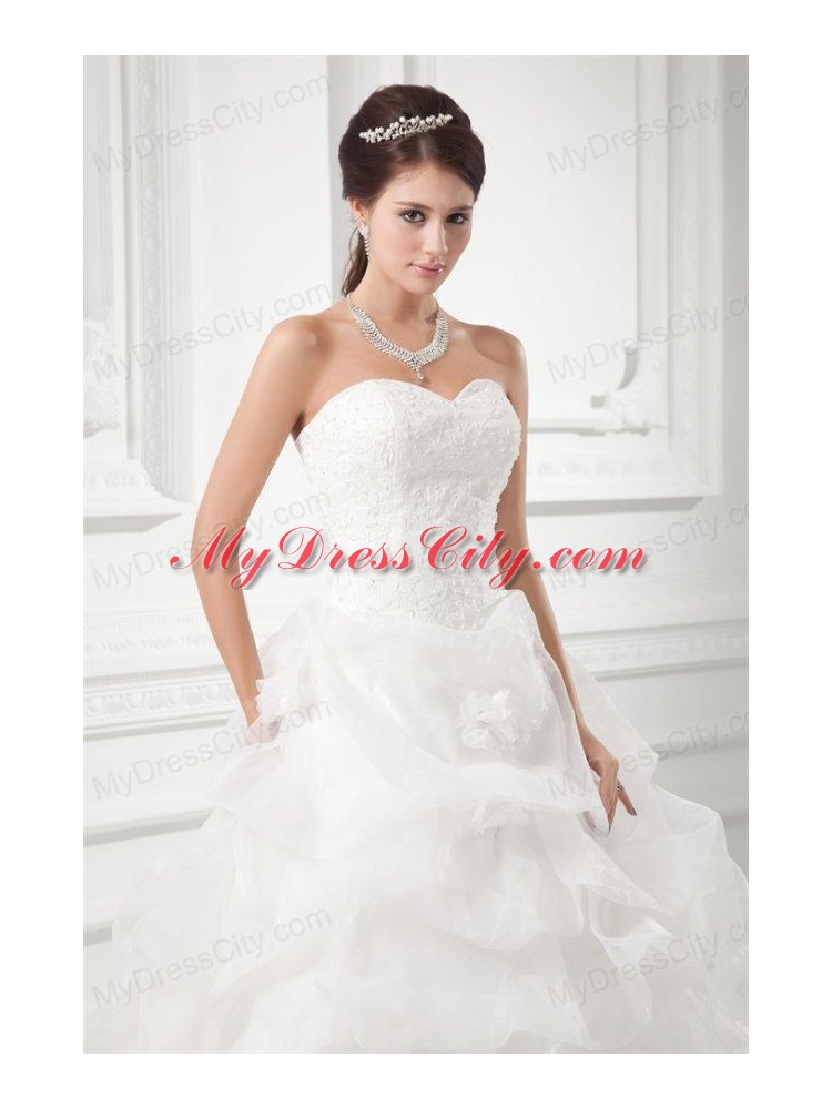 Romantic Sweetheart Ball Gown Wedding Dress with Embroidery and Pick-ups