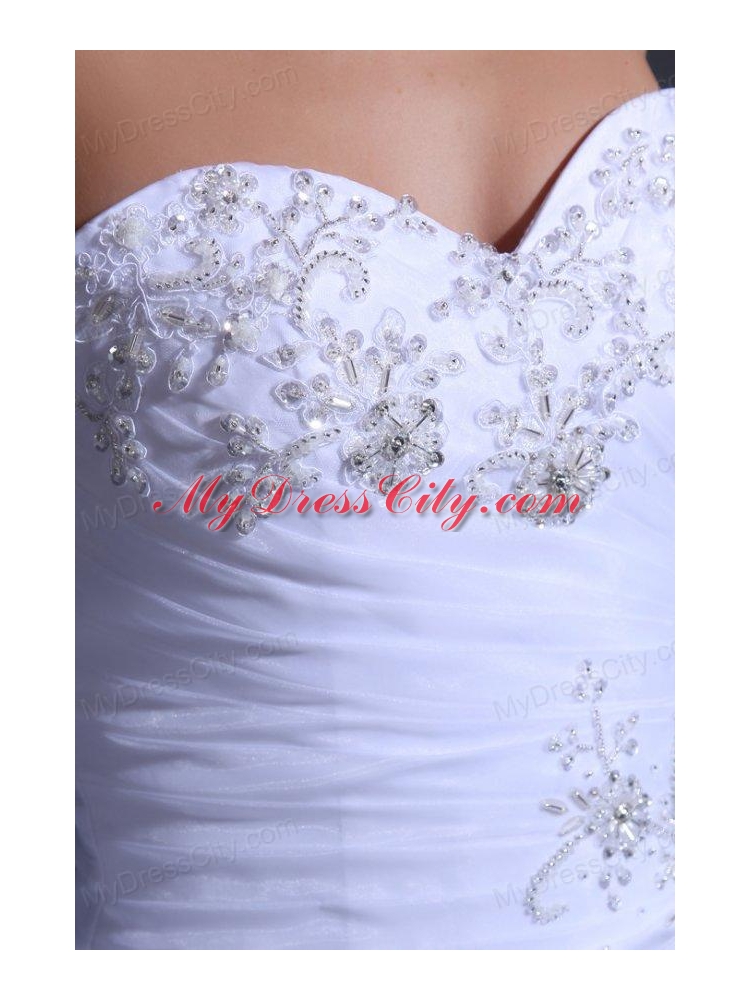 Sweetheart Ball Gown Beading and Rolling Flowers Wedding Dress