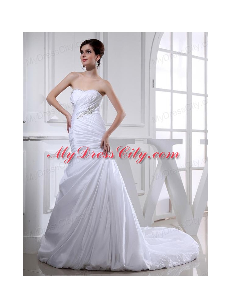 2014 Spring Popular Puffy Sweetheart Wedding Dress with Beading