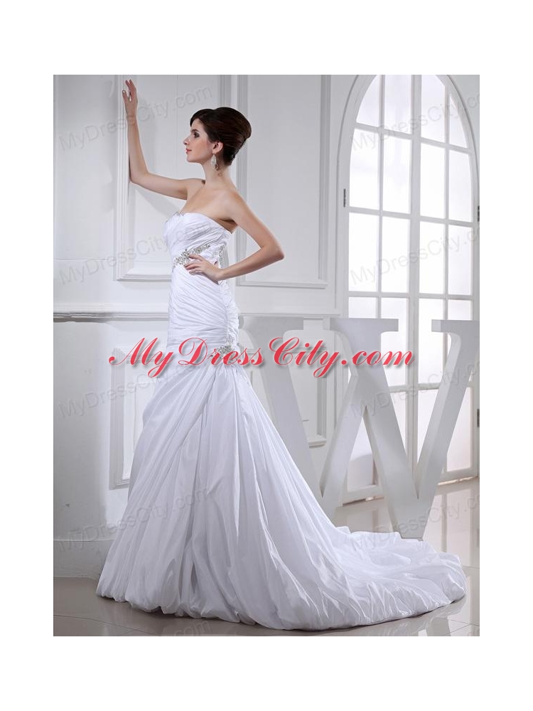 2014 Spring Popular Puffy Sweetheart Wedding Dress with Beading