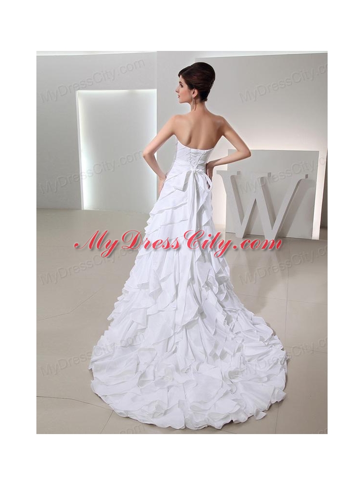 Beautiful Ball Gown Sweetheart Ruffled Layers Wedding Dress in White