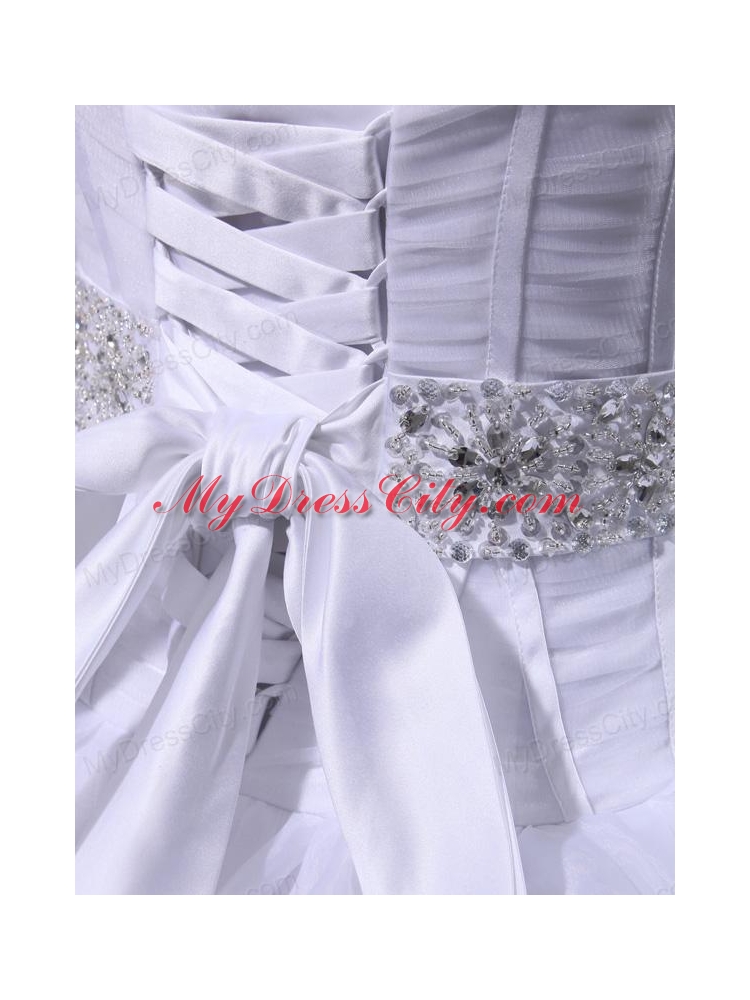 Fashinable Princess Sweetheart Beading and Appliques Wedding Dress with Chapel Train