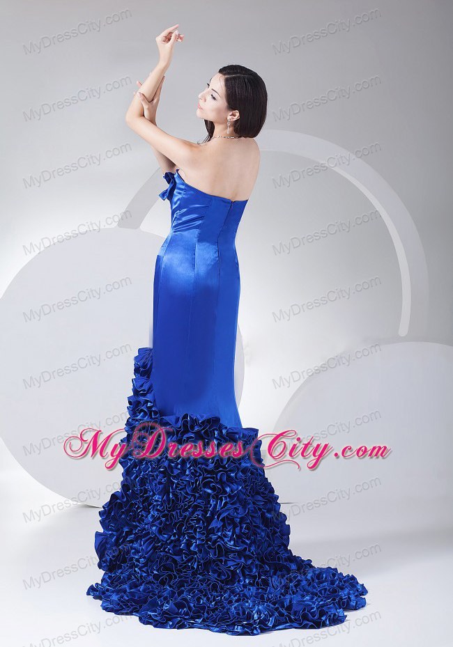 Rolling Flowers Mermaid Brush Train Royal Blue 2013 Prom Evening Dresses