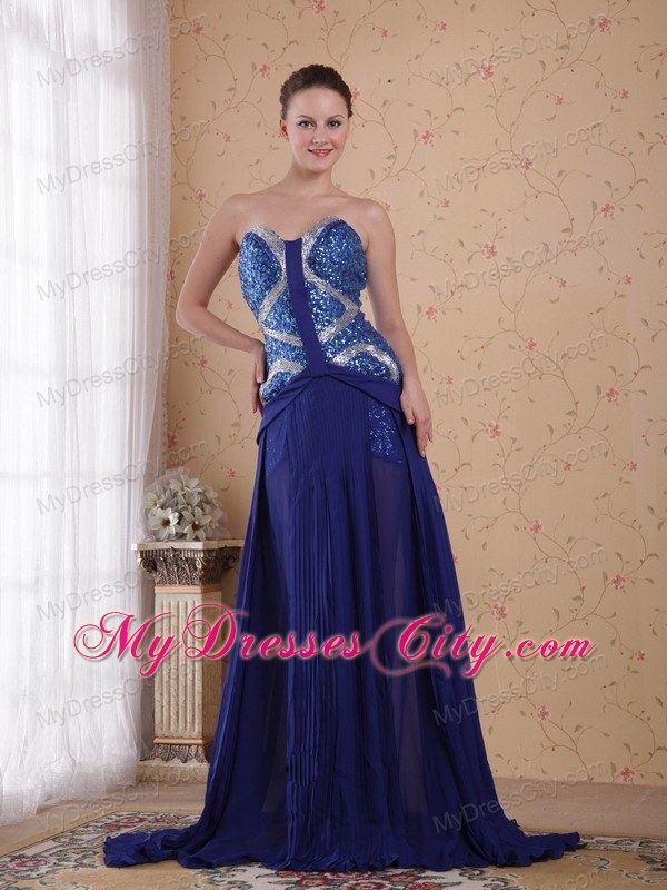 Sweetheart Sequined Royal Blue Chiffon 2013 Prom Evening Dress