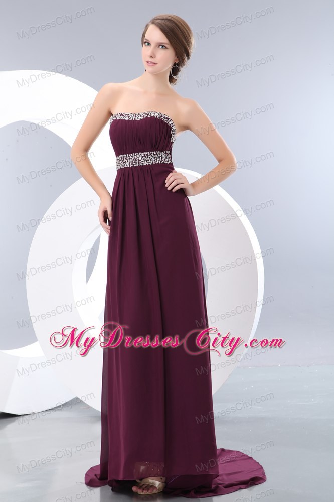 Beautiful Dark Purple Long 2013 Maxi Evening Dresses with Beading