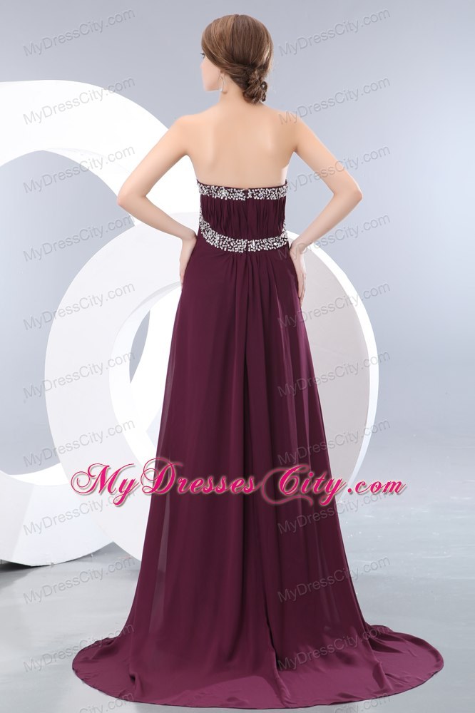 Beautiful Dark Purple Long 2013 Maxi Evening Dresses with Beading