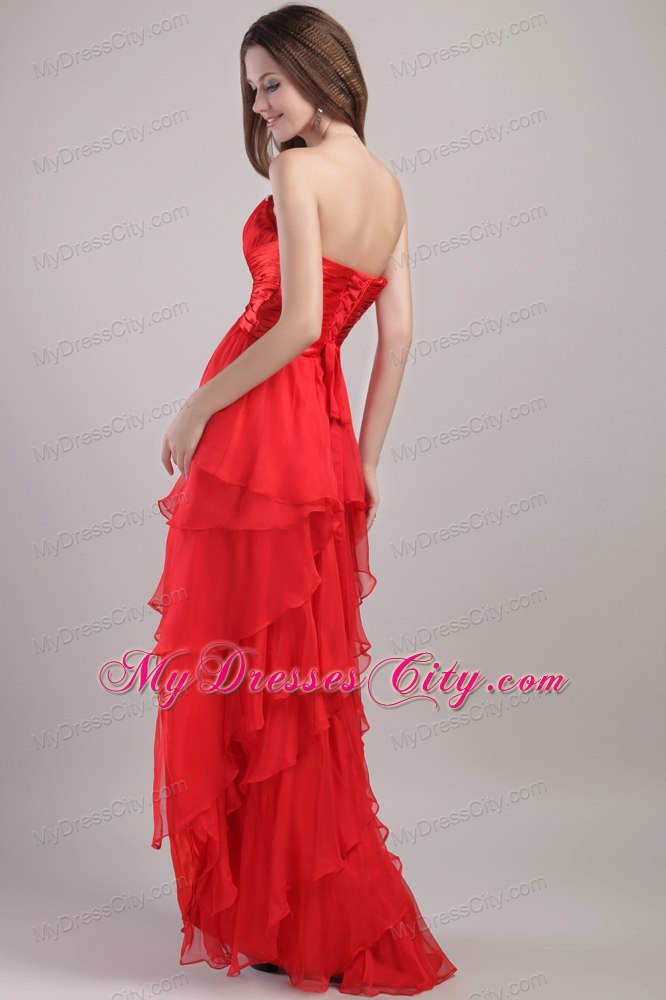 Red Sweetheart Beading 2013 High-low Homecoming Evening Dress