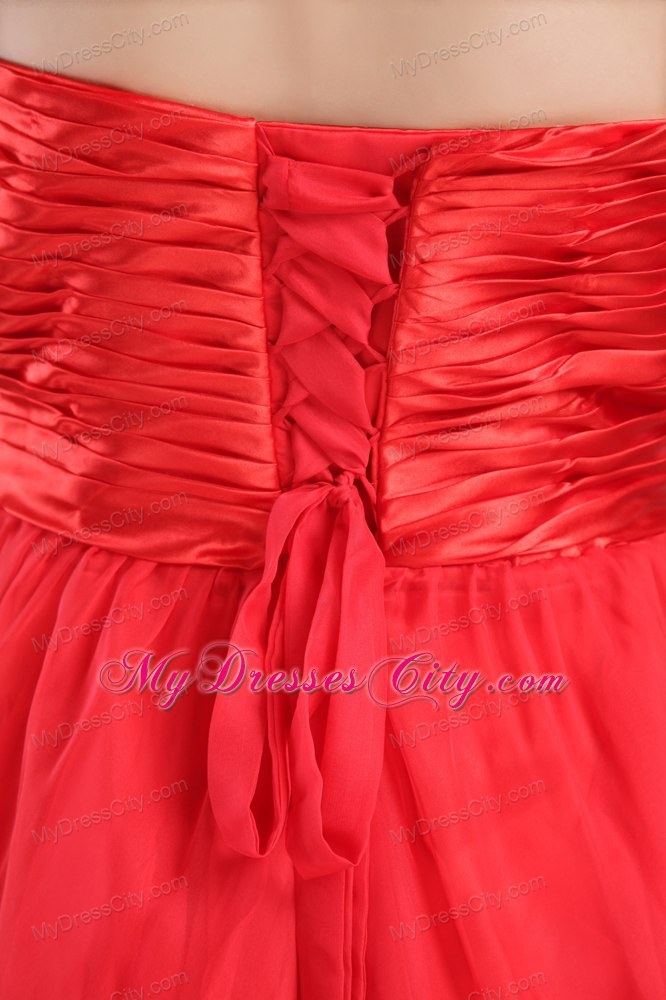 Red Sweetheart Beading 2013 High-low Homecoming Evening Dress